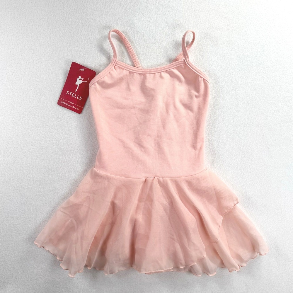 Stelle Kids Pink Camisole Cotton Ballet Dance Dress Leotard with Skirt‎ Size XS